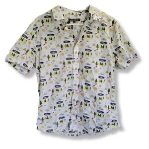 Slate & Stone Mens L Egyptian Playful Novelty Print Preppy Button Down Shirt